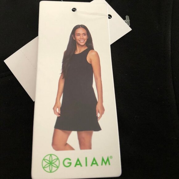 GAIAM Casual Activewear Rayon Poly Slvless Scoop Neck Midi Dress Black Sz L NWT - Picture 8 of 11
